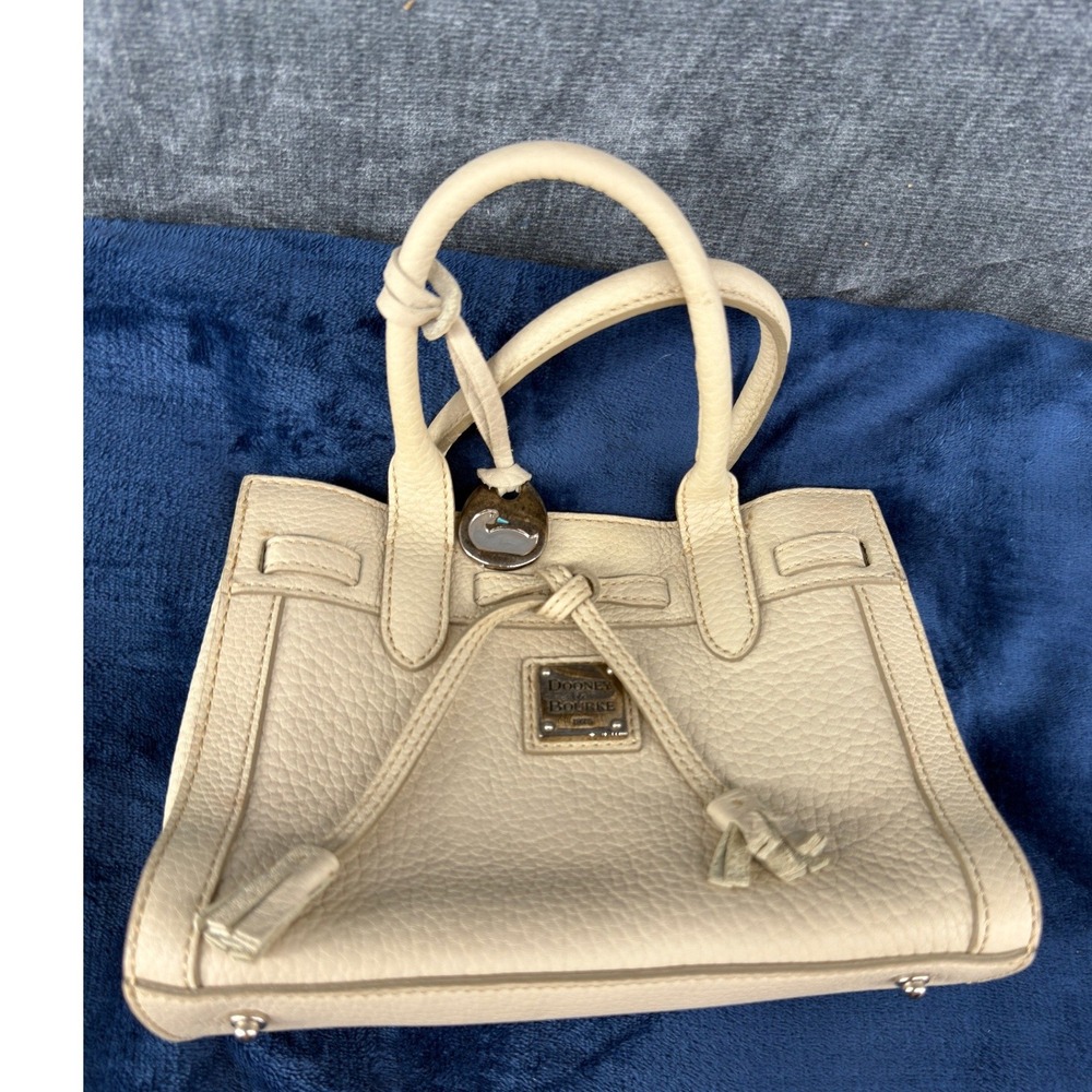 Dooney & Bourke Satchel Women Small Cream Pebbled Leather Tassel Handbag